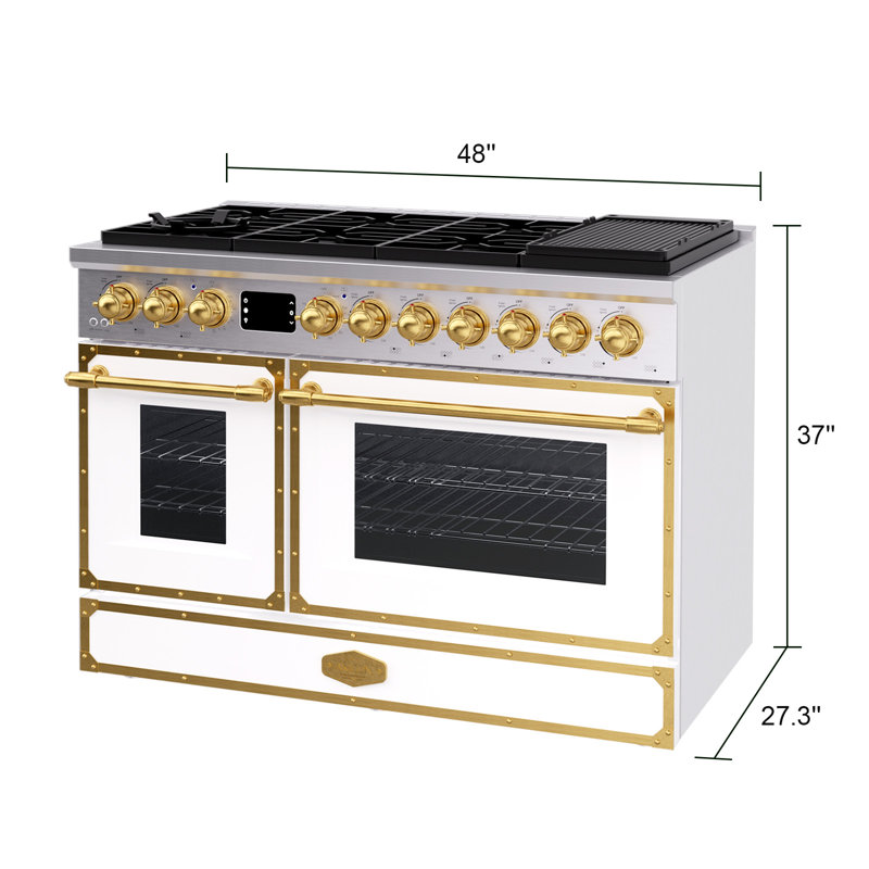 Akicon Freestanding Gas Cooktop Oven Combo, Features Sealed Burners, Rapid Convection Oven, Convertible Fuel (NG/LP), Durable Cast Iron Grating (SWGBGGA1)