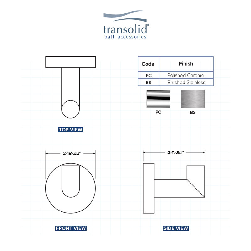 Turin Wall Mounted Robe Hook, Polished Chrome