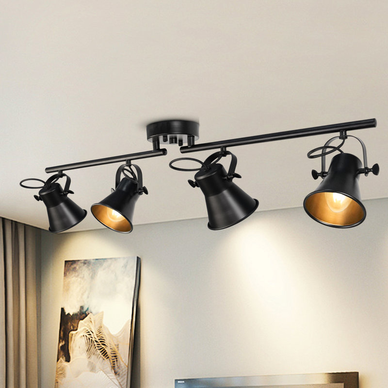 37'' 4 -Light Track Kit Track Lighting Fixtures Ceiling Track Light with Dimmable Adjustable Head