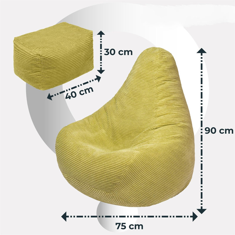 Corduroy Bean Bag Chair, Yellow
