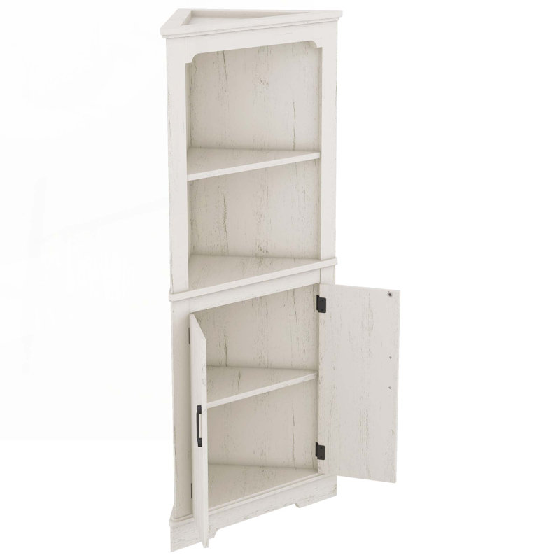 Armoire de rangement en coin Farmhouse, Blanc cassé