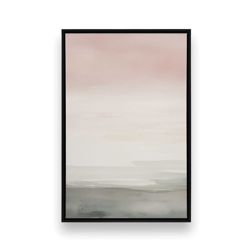Peach Tranquility I Canvas Print, 18.75" H x 12.75" W x 1.75" D, Satin Black Floater Framed