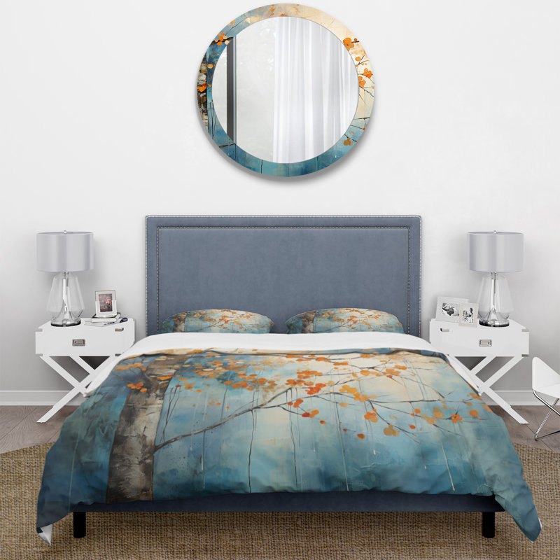 Ensemble de housse de couette en microfibre / polyester orange sarcelle Glowing Embers II