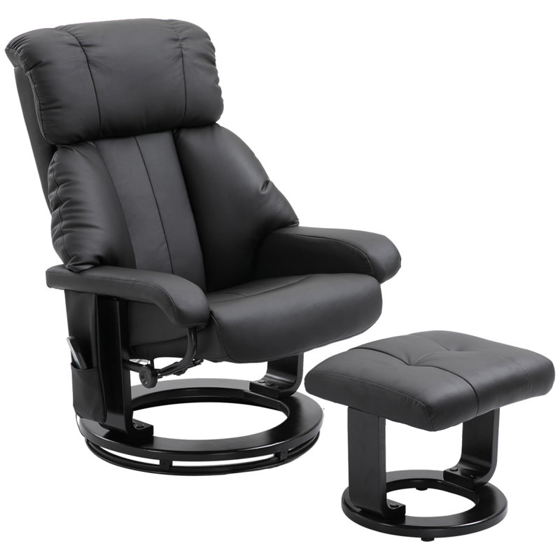 Fauteuil inclinable avec repose-pieds, Noir