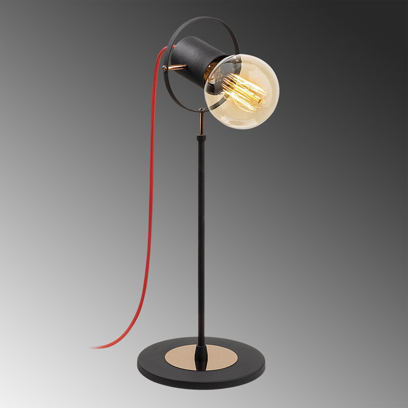 Lampe de table noire / dorée 19,29 po Aidon, Noir / Cuivre