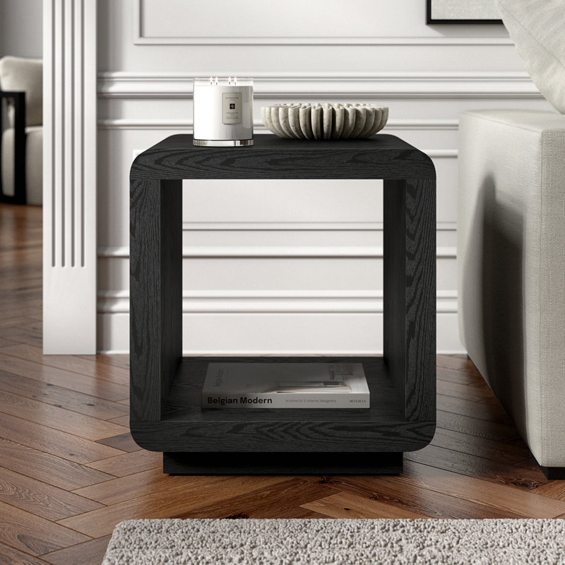 Lonni 20" Wide Square Side Table in Black Grain, Black Grain