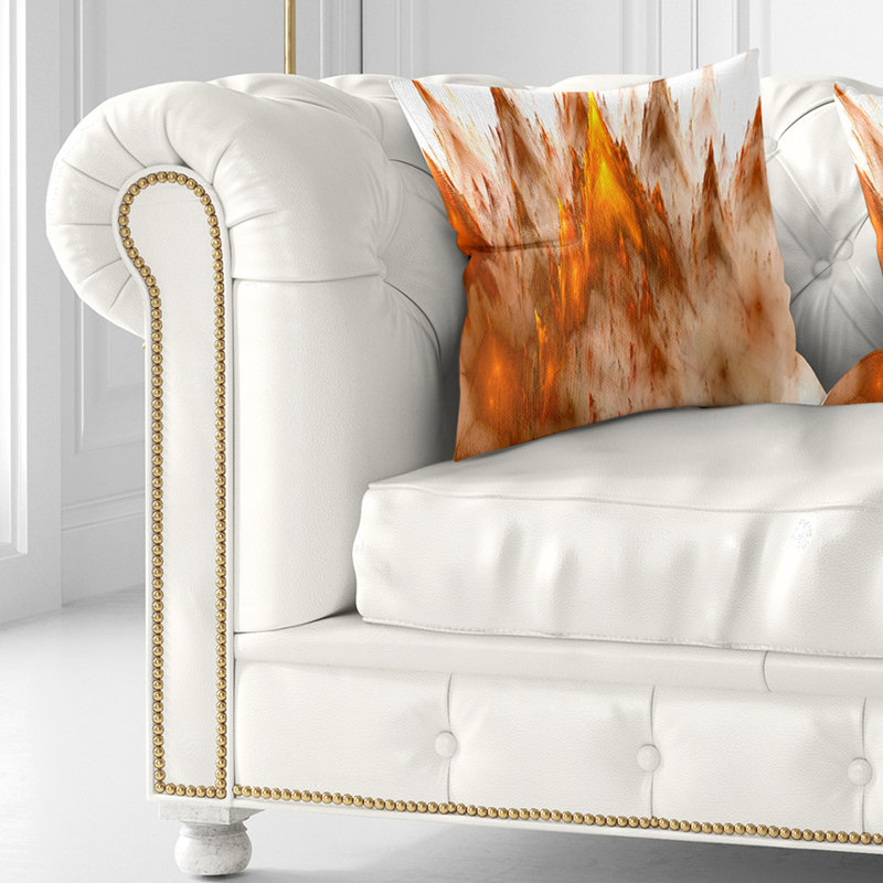 Fractal Crystals Design - Coussin imprimé abstrait, 16 po x 1 po, Coussin décoratif, Brun