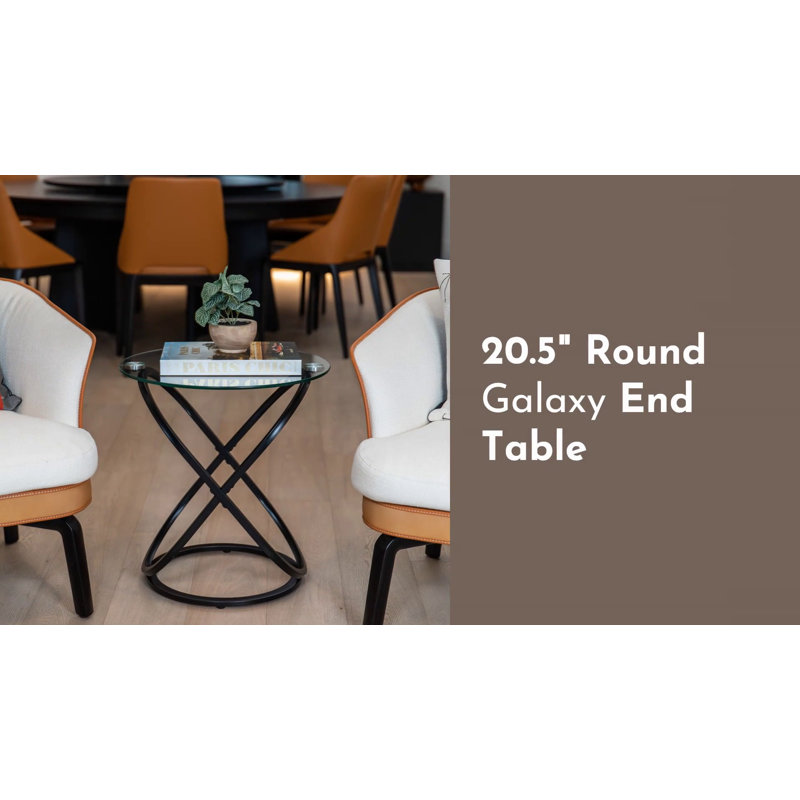 Small Round Chrome and Glass Accent Table