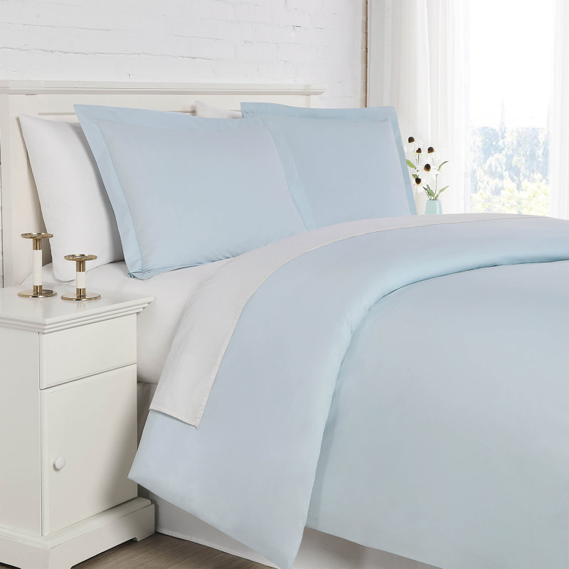 Ensemble de housse de couette en percale de coton à 300 fils de la collection Classic Southshore Fine Linens Classic, Bleu