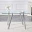 Table de salle à manger 51,2 po pour 6 personnes avec plateau en verre trempé et pieds en métal-1659223527-1659223526-1653387778