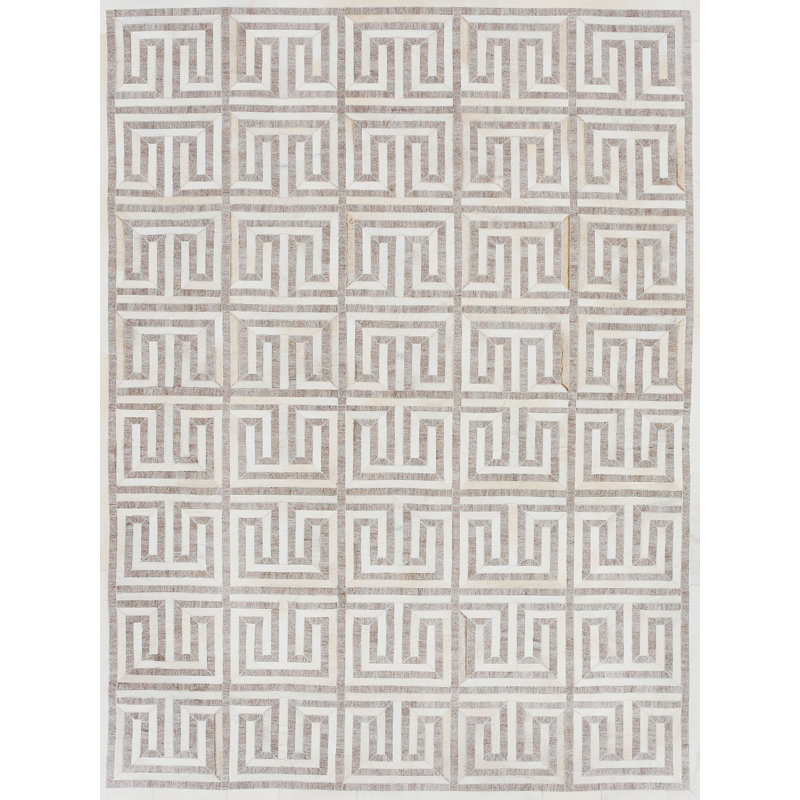 Berlin hand-tufted Leather/Viscose Silver/Ivory Area Rug