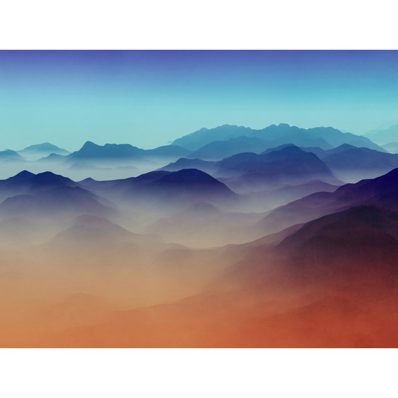 Mountainous Landscape Print by Angel Estevez, White Mat, 21.25" H x 17.25" W
