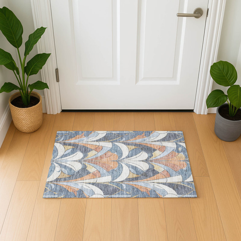 Premium Machine Washable Mayfield modern Rug, Denim, 1'8" x 2'6"