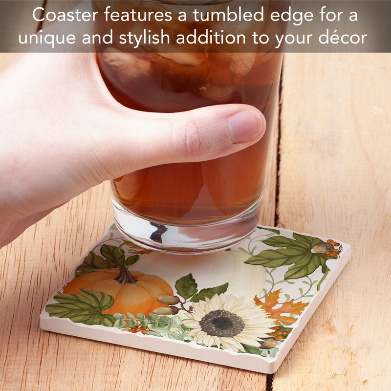 Farmhouse Pumpkins Single Tumbled Tile Coaster Create Your Own Set