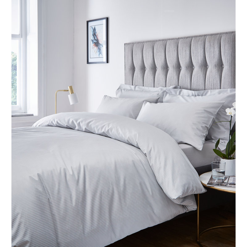 Satin Stripe 300 Thread Count Standard Pillowcase, Grey