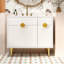 Meuble-lavabo de 36 po avec lavabo en résine, meuble-lavabo moderne, armoire de rangement avec porte à fermeture en douceur et porte rabattable