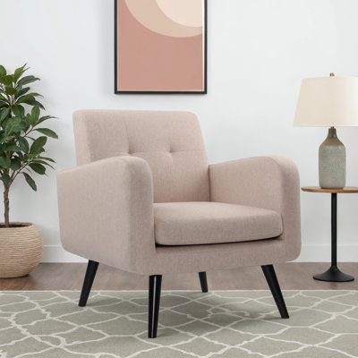 Fauteuil en polyester touffeté l 29,75 po avec pieds en bois massif Almeda