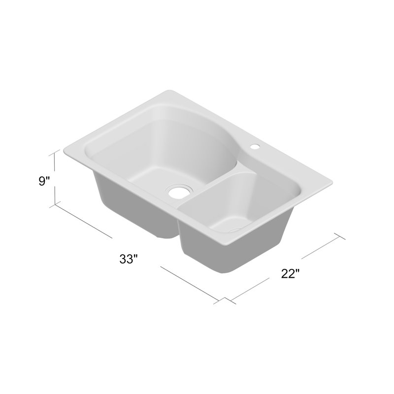 Gravity 33" L x 22" W Double Basin Undermount Kitchen Sink, Brown Mocha