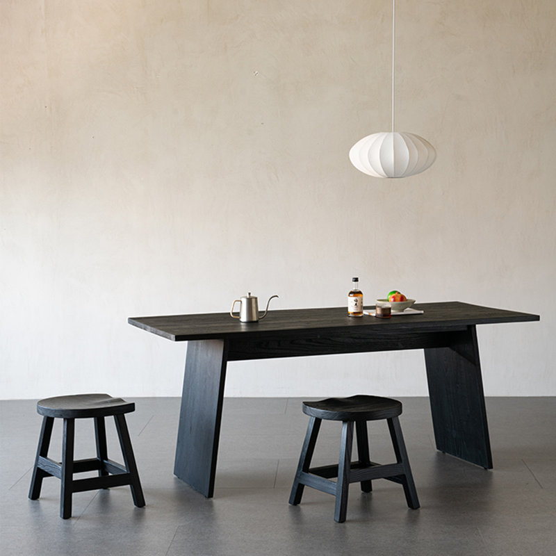 Table de salle à manger rétro en orme, Noir, noir, noir, noir, H 29,52 po x L 78,74 po x l 35,43 po