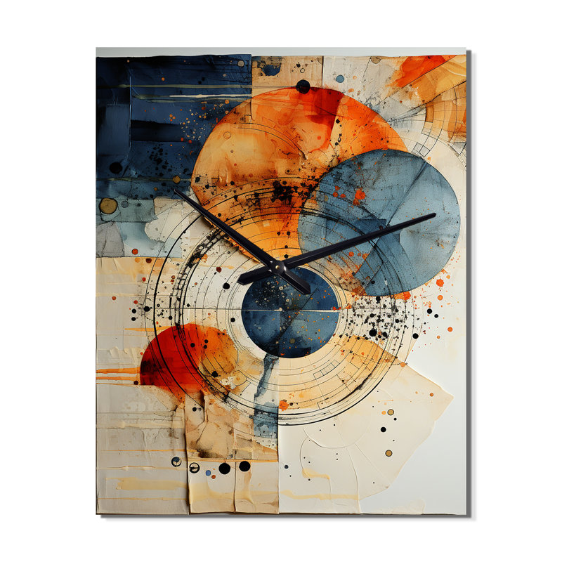 Mixed Media - Horloge murale spirales abstraites, H 28 po x l 12 po x P 1 po