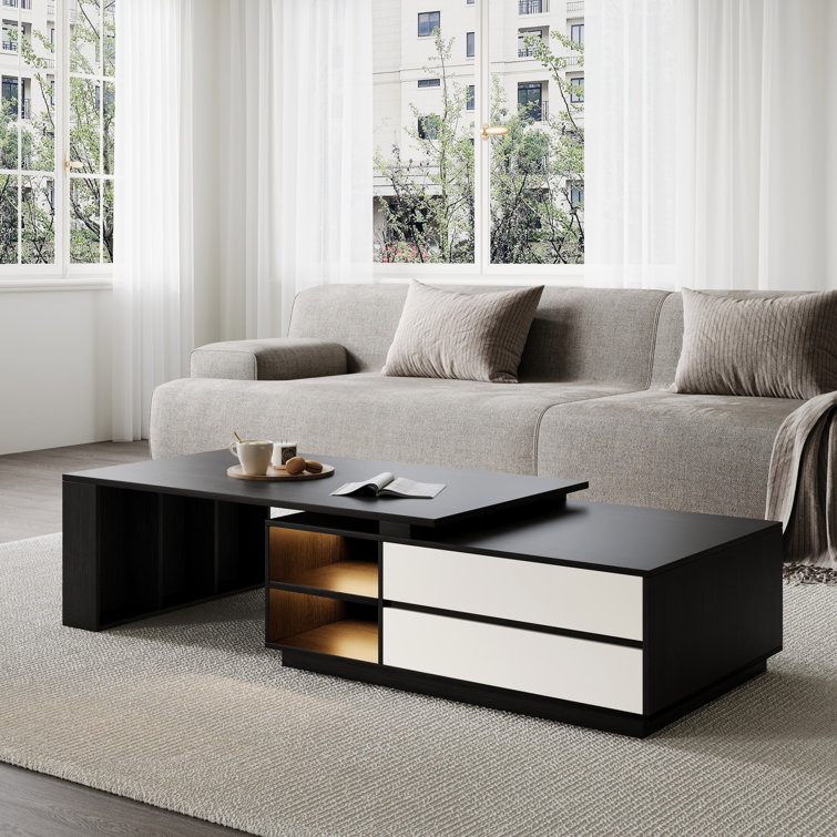 Buckwell Extendable Coffee Table with Sensor LED Lights & Storage Drawers