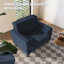 Fauteuil club capitonné avec accoudoirs carrés en velours côtelé bleu marine Iliana avec 2 coussins-1412497957