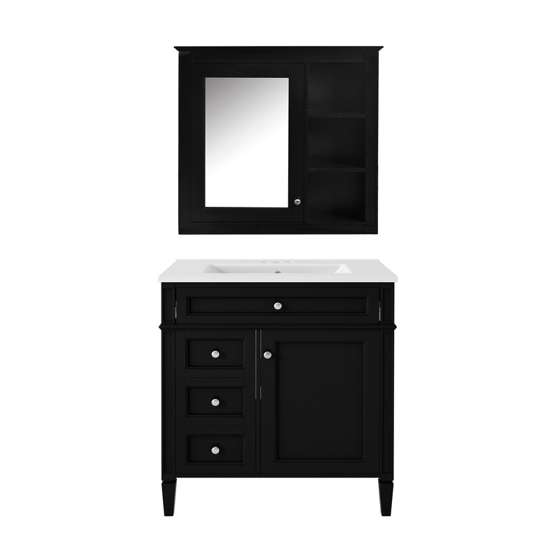 Meuble-lavabo de 30 po avec lavabo supérieur, Noir