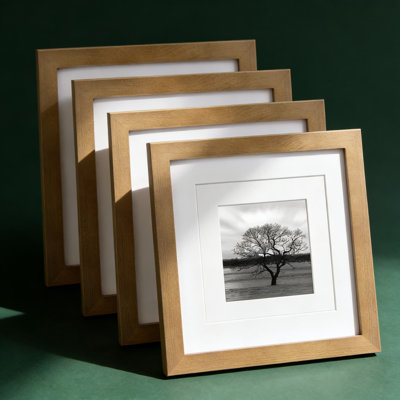 8X8 Picture Frames 4 Pack, Solid Wood Tabletop And Wall Mount Photo Frames With Plexiglass, Includes Mat For 4X4 And 6X6 Photos