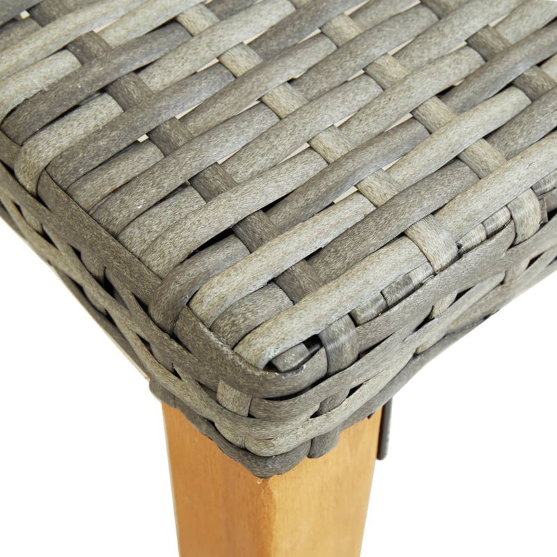 Chaliah Wicker Outdoor Bench, Natural, Grey