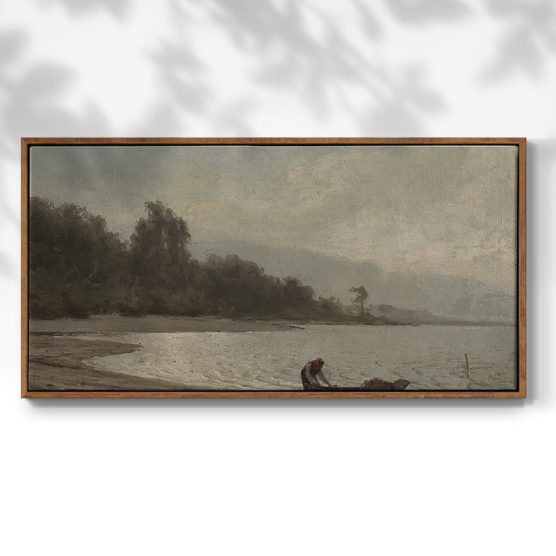 Série paysage - MLVII - Toile tendue avec châssis encadré - Prêt à être accroché, Noyer, H 17 po x l 33 po
