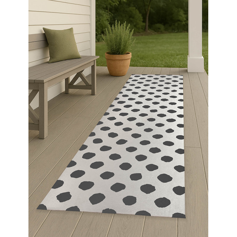 Large Dot Non-Slip Outdoor Rug, Runner 2'6" x 8'