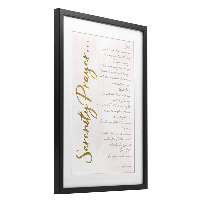 Serenity Prayer Scripture, reproduction encadrée sous verre, design par Anna Quach, H 23 po x l 17 po, Cadre noir minuit