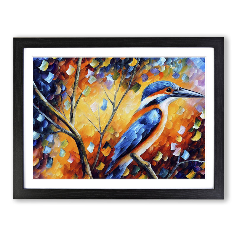Kingfisher Bird Vol.5 Abstract - Framed Print, Black, 25cm H x 34cm W x 2cm D