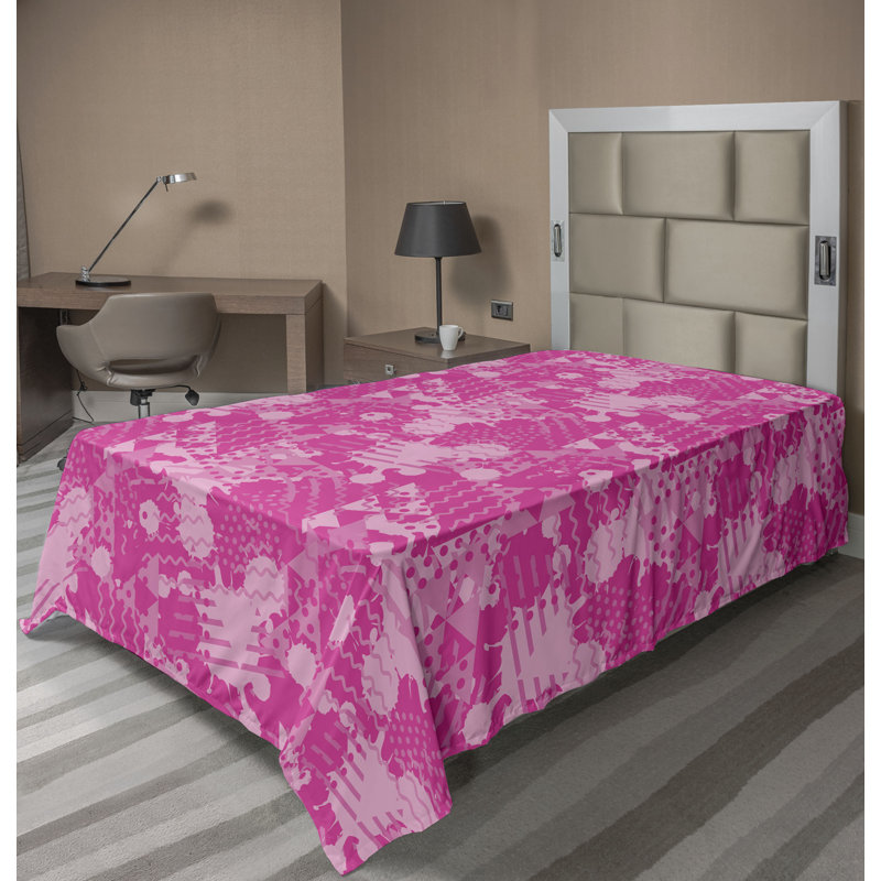 Drap plat moderne de style bohème Ambesonne, Drap plat pour lit simple TG, Rose vif / magenta / motif abstrait rosé 2