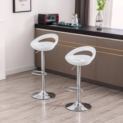 Tabouret réglable Plark White avec base piédestal chromée