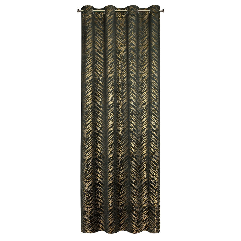 Adelya Blackout Curtains Single Panel, Black/Gold