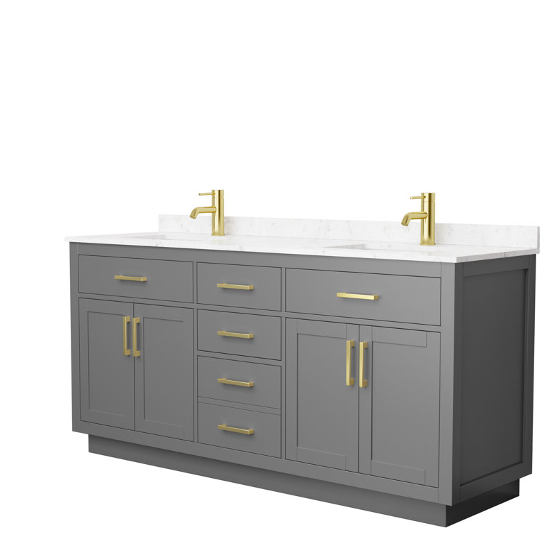 Beckett TK 72'' W Double Vanity, Matte Black, Dark Gray, Carrara Cultured Marble