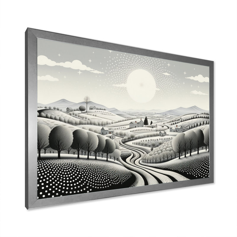Récolte monochrome d'hiver Farm IV, H 34 po x l 44 po x P 1,5 po, Cadre simple argenté