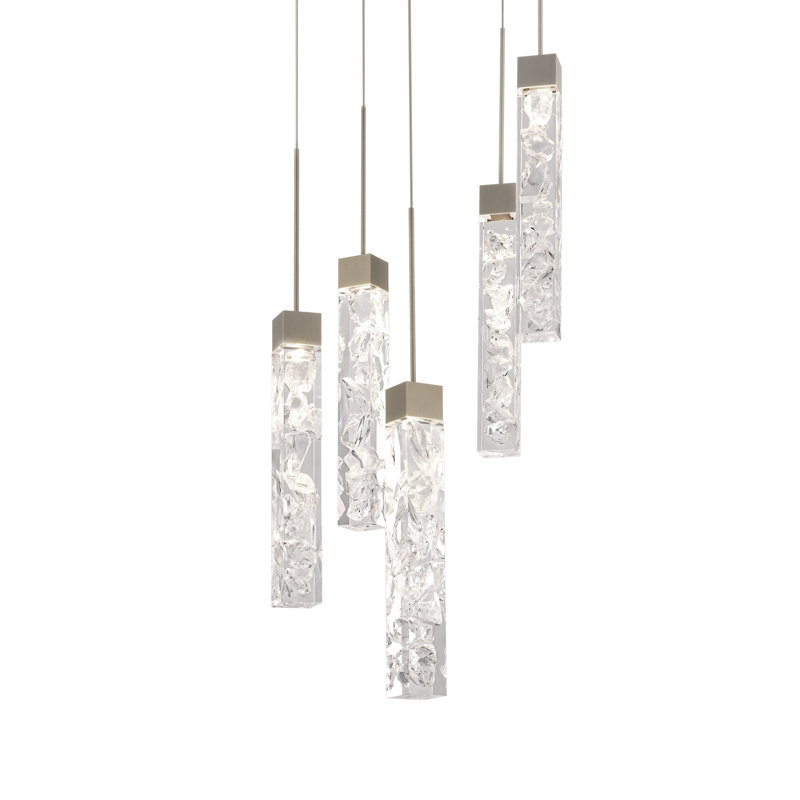 Luminaire suspendu rond Minx Cluster, Nickel antique, H 160 po x l 16,875 po x P 16,875 po, 5