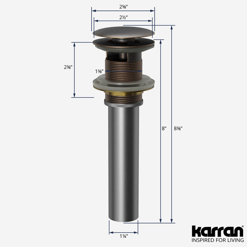 Karran Pop-up Bathroom Sink Drain With Overflow, Oil Rubbed Bronze