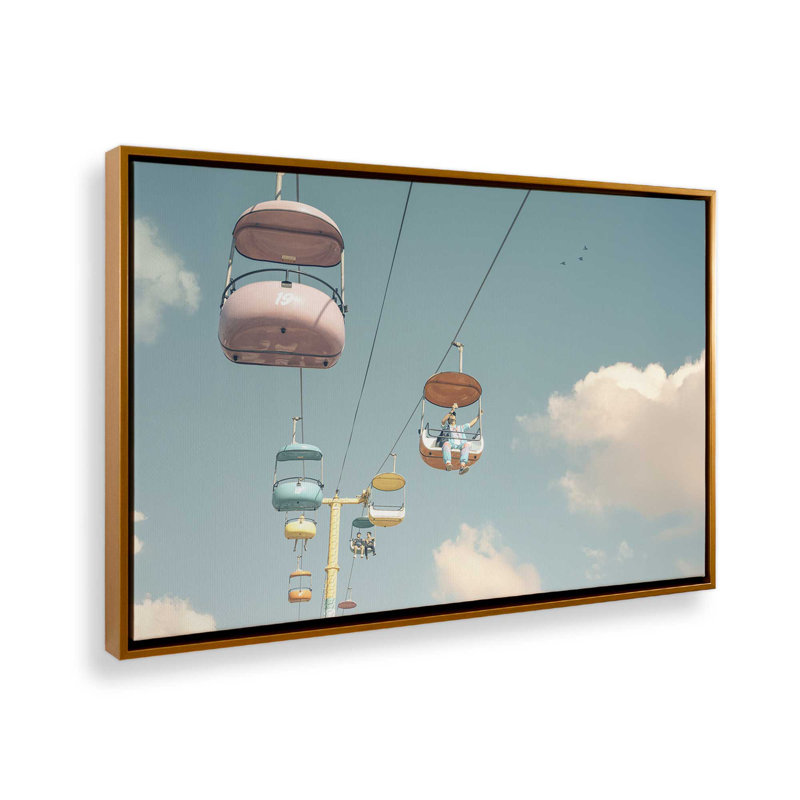 «Pastel Sky Ride Over Clouds» sur toile, H 8,75 po x l 12,75 po, Cadre flottant or poli, 1