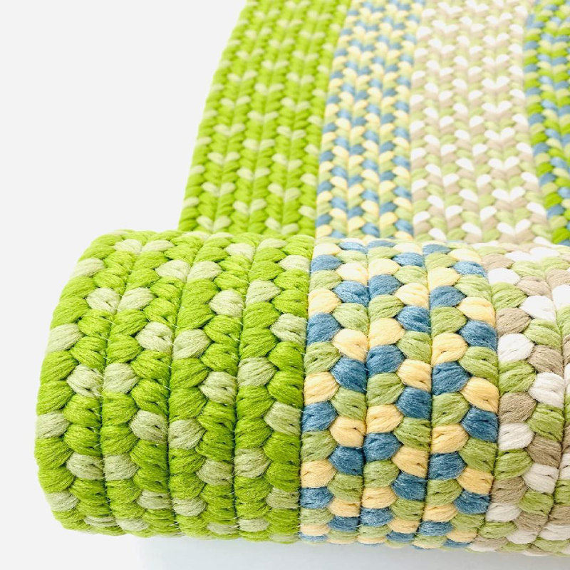 Tapis intérieur / extérieur ovale en nylon 3 pi x 2 pi vert / blanc Anyely