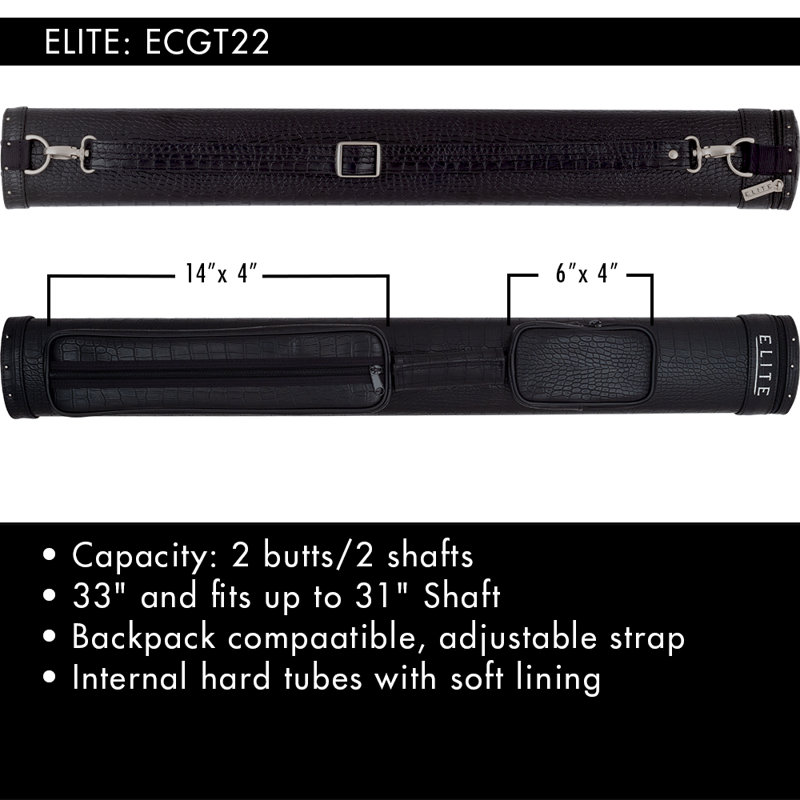33" 2 Butt and 2 Shaft Textured Pool Cue Case, Black