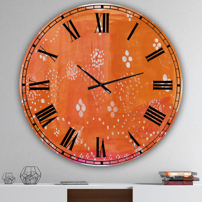 Horloge murale Mid-Century Indian Orange
