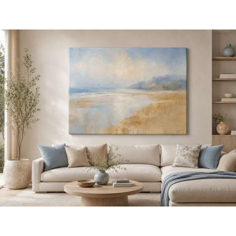 Morning Tide Reflection - Coastal Abstract Landscape, impression giclée sur toile tendue, 36"H x 48"W x 1.5"D