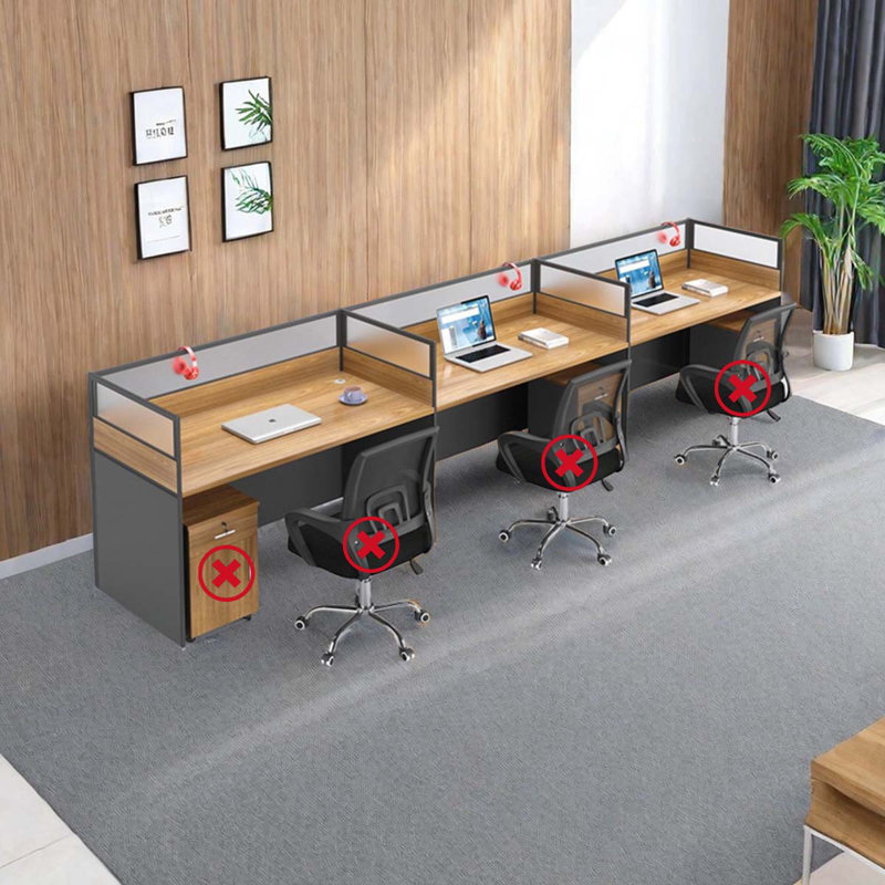 Mitsue Rectangle 3 Person Cubicle with Cable Management