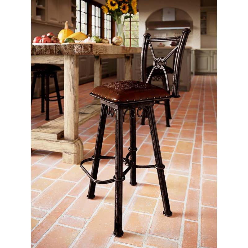 Maegan Swivel Yes Stool with Metal Frame, Antique Brown, Counter Stool (26” Seat Height)