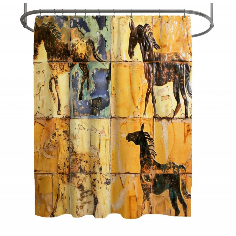 Rideau de douche Horses - Décor de salle de bain animal_13411, H 93 po x l 70 po