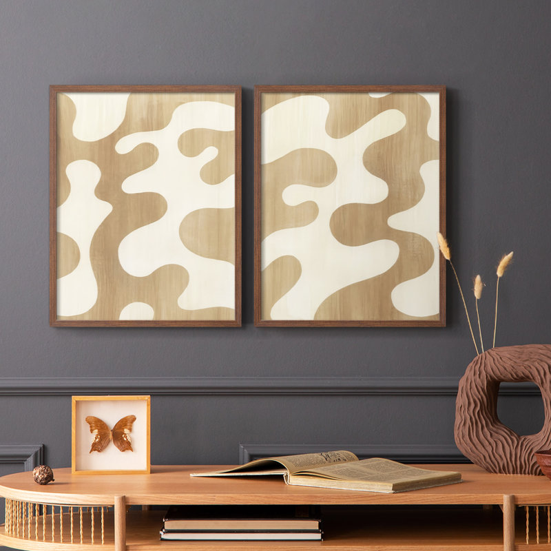 Impression encadrée Sienna Ripples I-Premium - prête à être accrochée - aucun clou requis - aucun clou requis, Noyer