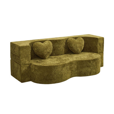 Heart-Shaped Convertible Sofa Bed with No Assembly